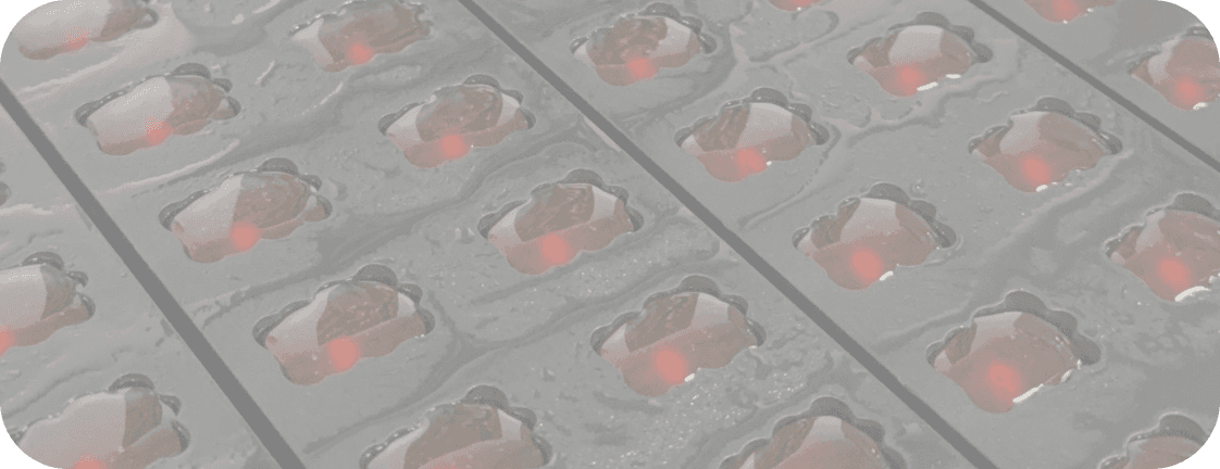 Lân gummies setting in their moulds
