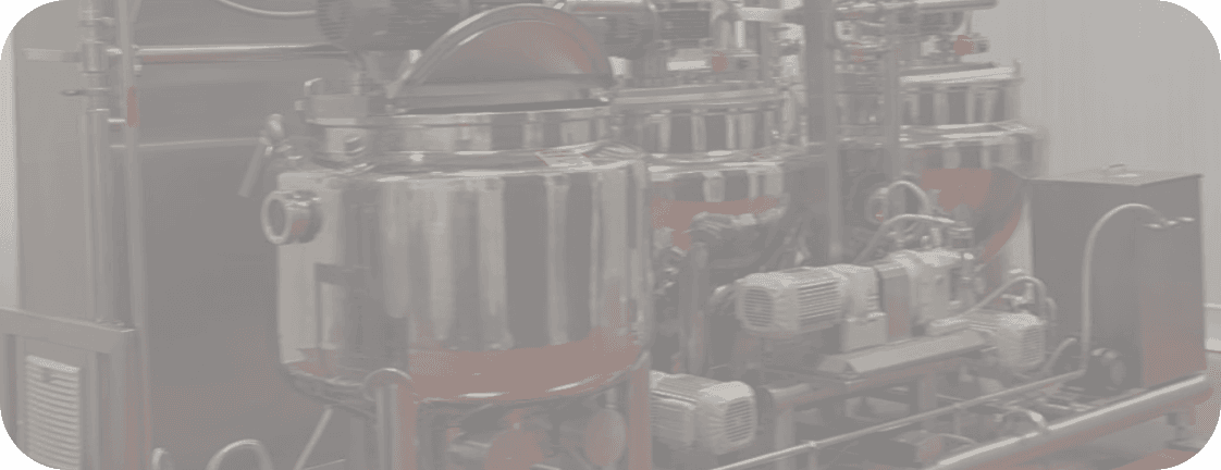 Stainless steel cooking kettles in the production facility